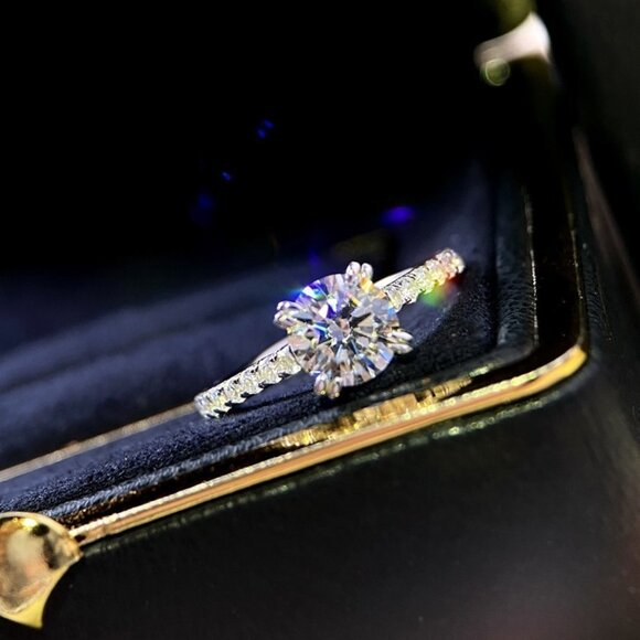 🌸Classic Romantic Shiny Round Zircon Silver Plated Dainty Ring for Women, L175 - Picture 2 of 6